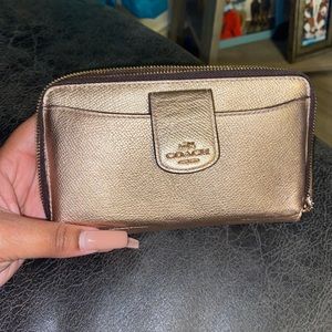 Rose gold Coach Wallet with pocket for phone